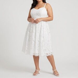Torrid White Crochet Lace Sweetheart Midi Dress 2X